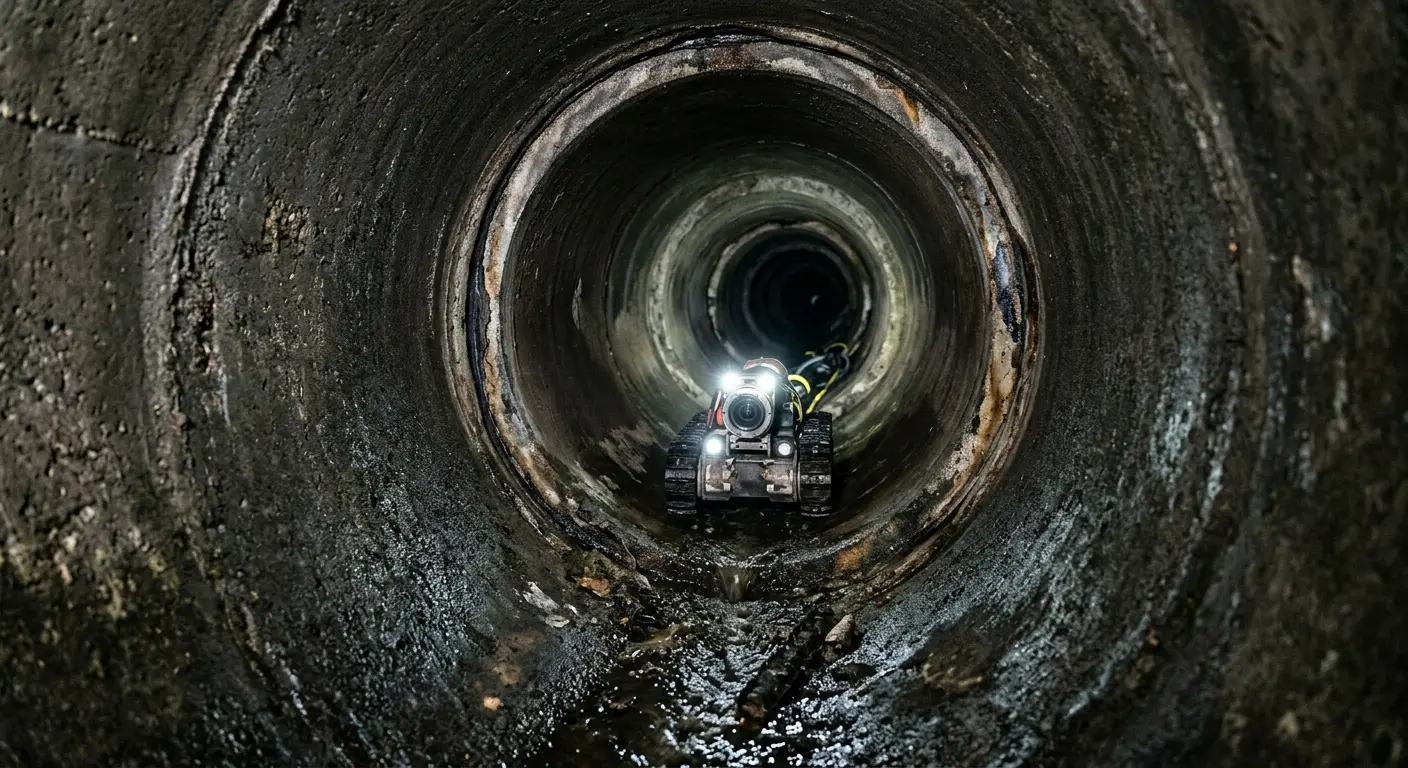 Robotic sewer camera inspecting pipe interior for Drain Snake Service in Pilot Point